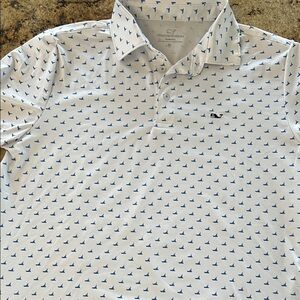 Vineyard Vines Kids White Polo with Blue Sailboat Print